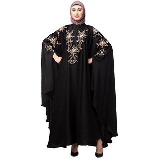Designer resham embroidery Irani Kaftan - Black